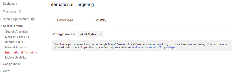 Internationale targeting in Google Search Console